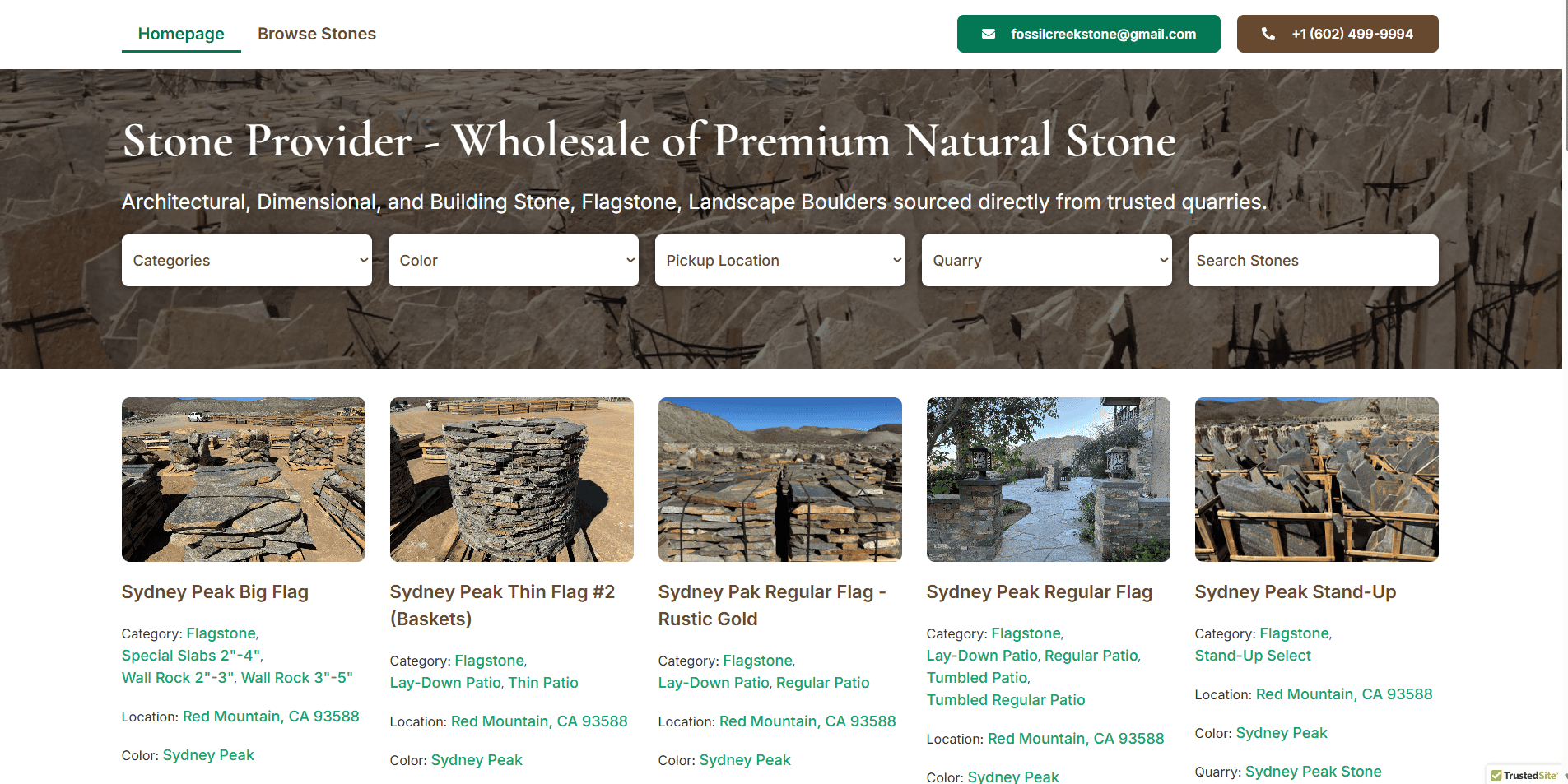 Stone Provider — website screenshot